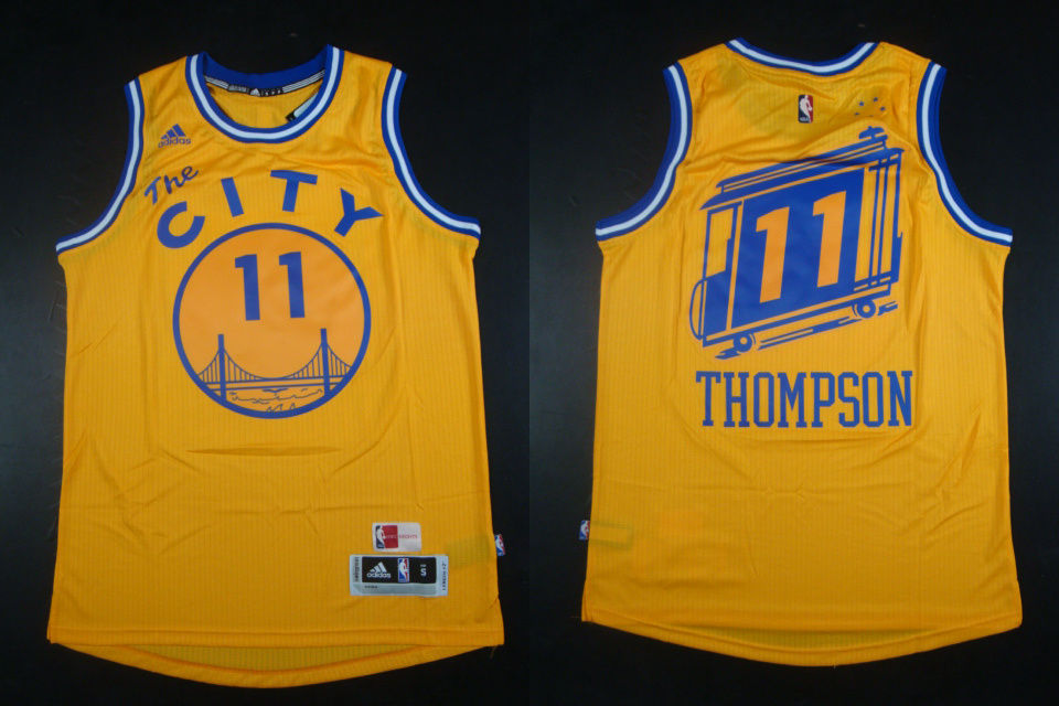 Warriors 11 Klay Thompson Gold Throwback Hot Printed Jersey