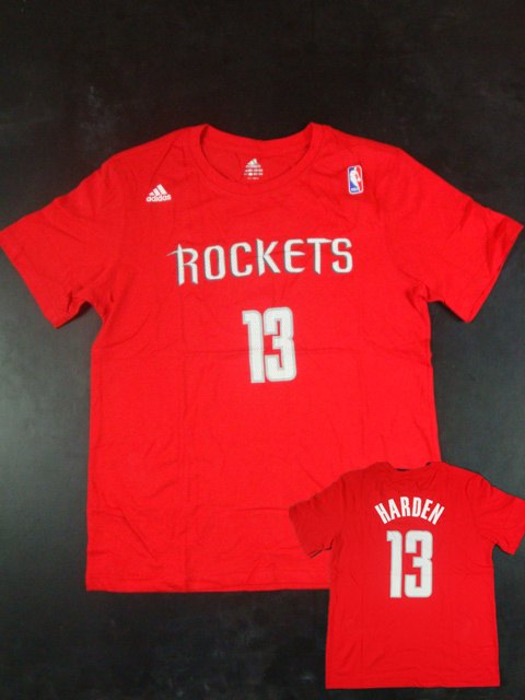 Rockets 13 Harden Name & Number Red T Shirts