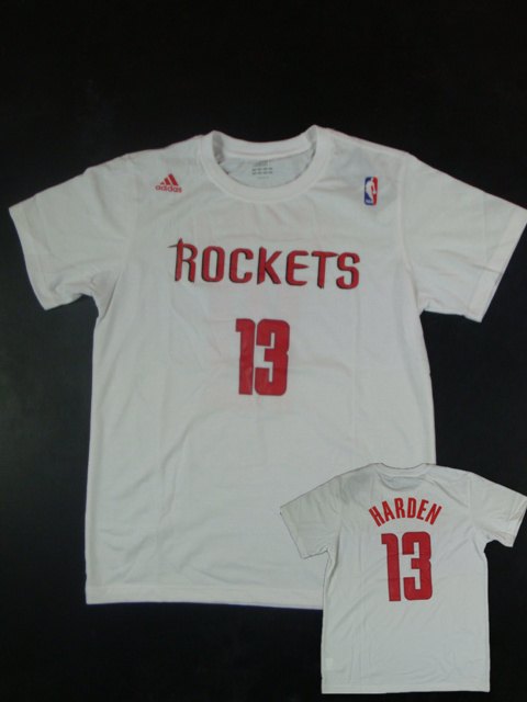Rockets 13 Harden Name & Number White T Shirts