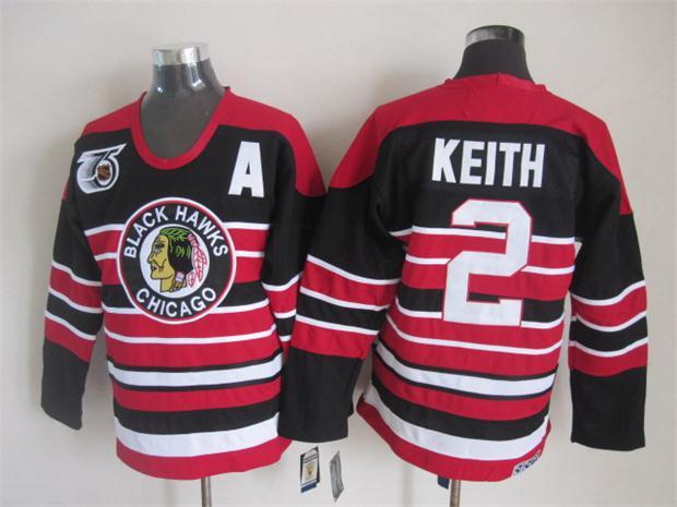 Blackhawks 2 Keith 75th Vintage Jersey