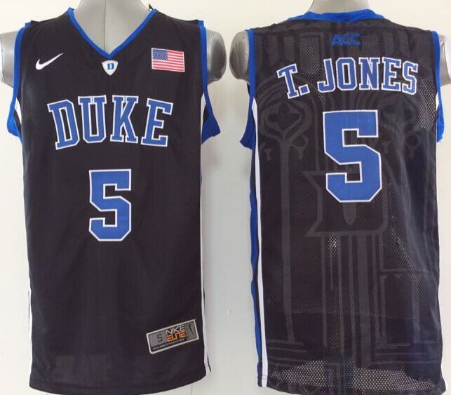 Duke Blue Devils 5 T.Jones Black College Jersey