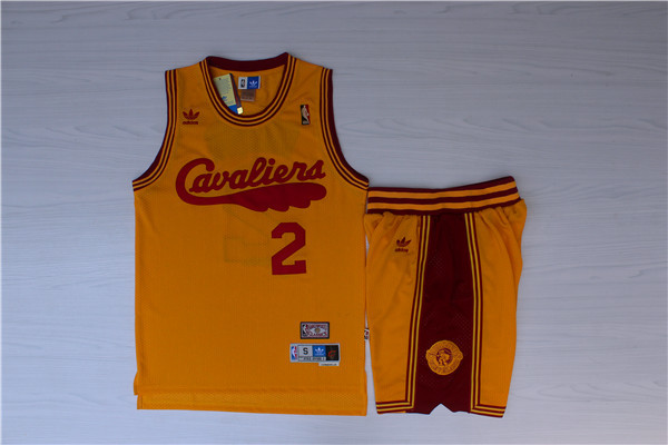 Cavaliers 2 Irving Yellow Hardwood Classics Jersey(With Shorts)