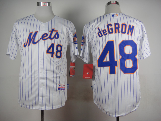 Mets 48 deGrom White Cool Base Jersey
