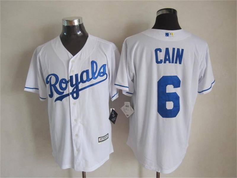 Royals 6 Cain White New Cool Base Jersey