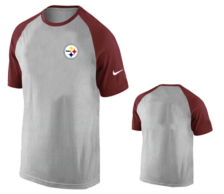 Nike Pittsburgh Steelers Ash Tri Big Play Raglan T Shirt Grey11