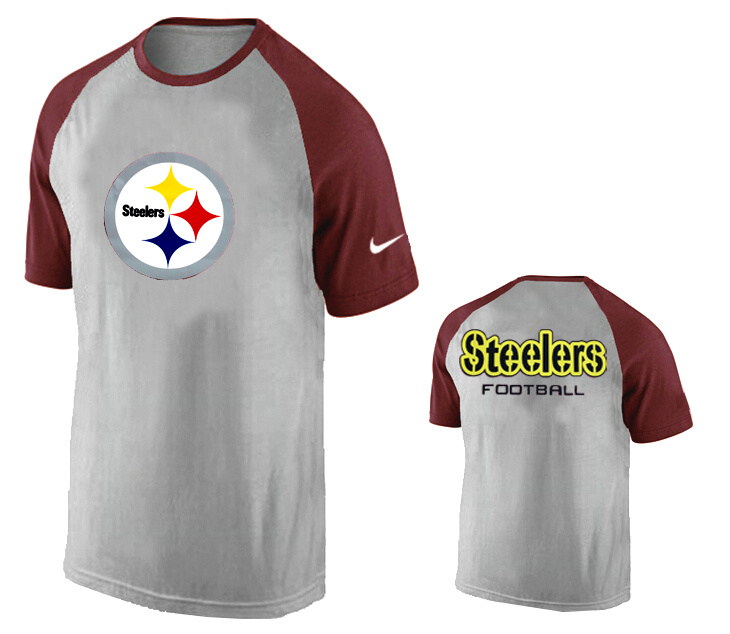 Nike Pittsburgh Steelers Ash Tri Big Play Raglan T Shirt Grey14
