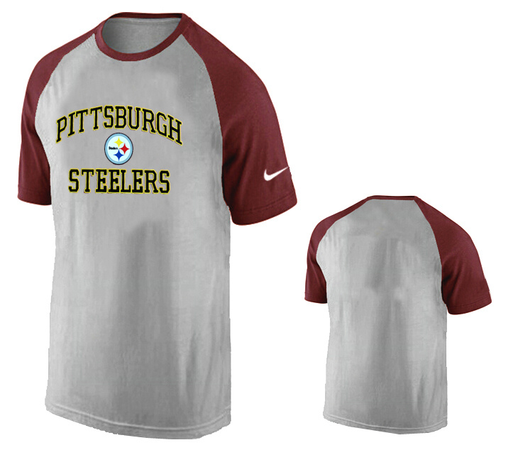 Nike Pittsburgh Steelers Ash Tri Big Play Raglan T Shirt Grey2