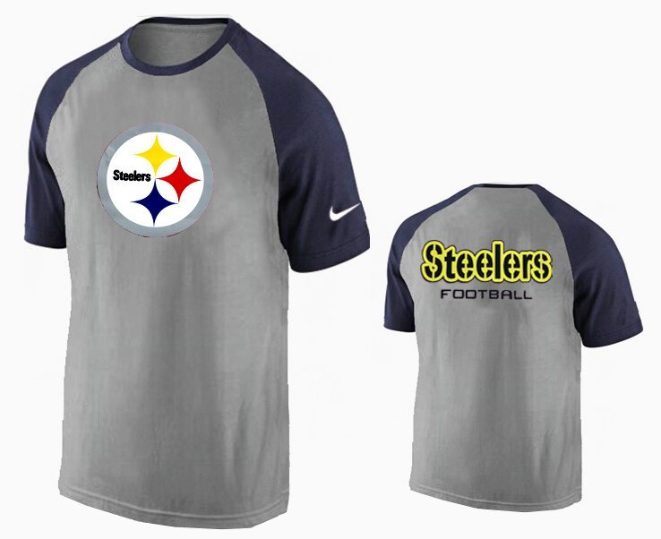 Nike Pittsburgh Steelers Ash Tri Big Play Raglan T Shirt Grey4