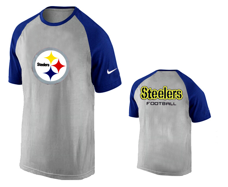 Nike Pittsburgh Steelers Ash Tri Big Play Raglan T Shirt Grey5