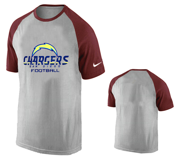 Nike San Diego Chargers Ash Tri Big Play Raglan T Shirt Grey6