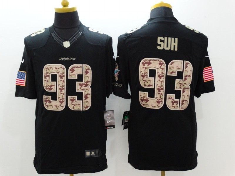 Nike Dolphins 93 Suh Black Salute To Service Limited Jersey