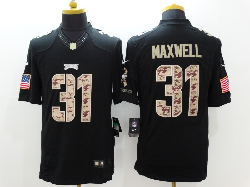 Nike Eagles 31 Maxwell Black Salute To Service Limited Jersey