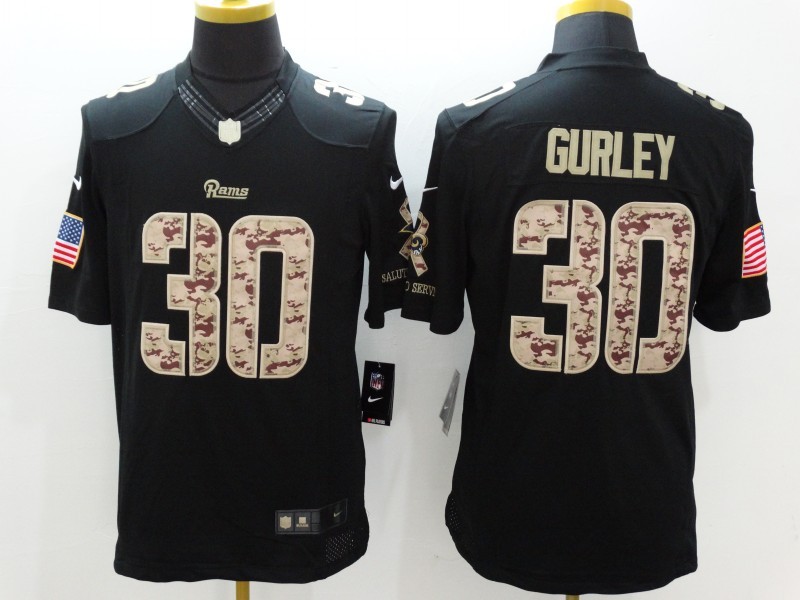 Nike Rams 30 Gurley Black Salute To Service Limited Jersey