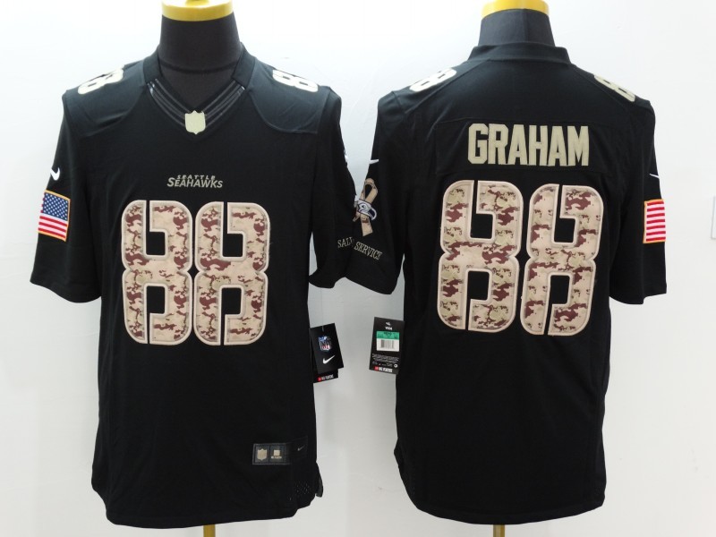 Nike Seahawks 88 Graham Black Salute To Service Limited Jersey