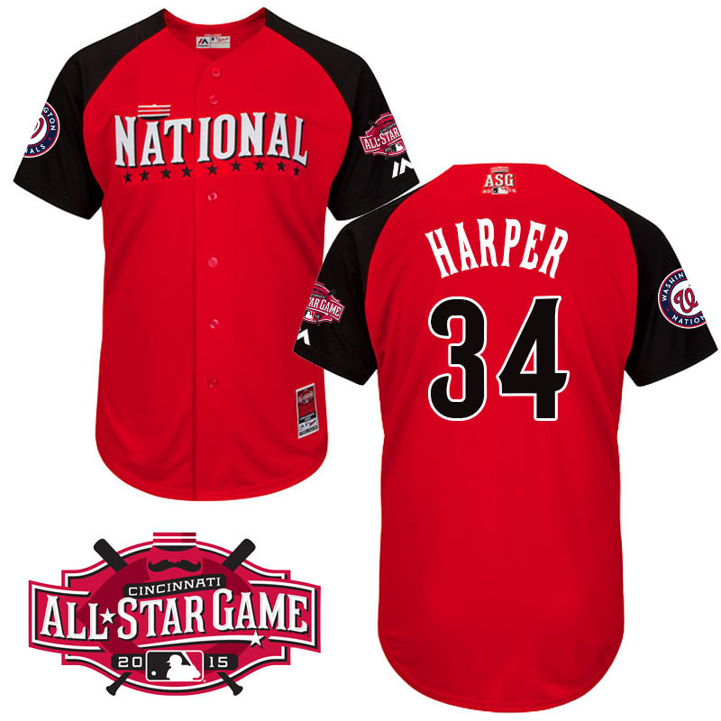 National League Nationals 34 Harper Red 2015 All Star Jersey