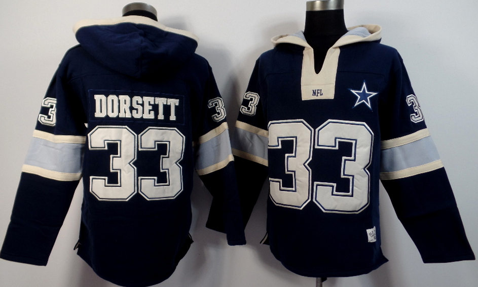 Nike Cowboys 33 Tony Dorsett Blue All Stitched Hooded Sweatshirt
