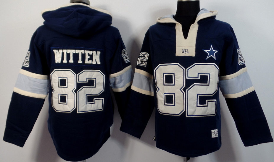 Nike Cowboys 82 Jason Witten Blue All Stitched Hooded Sweatshirt