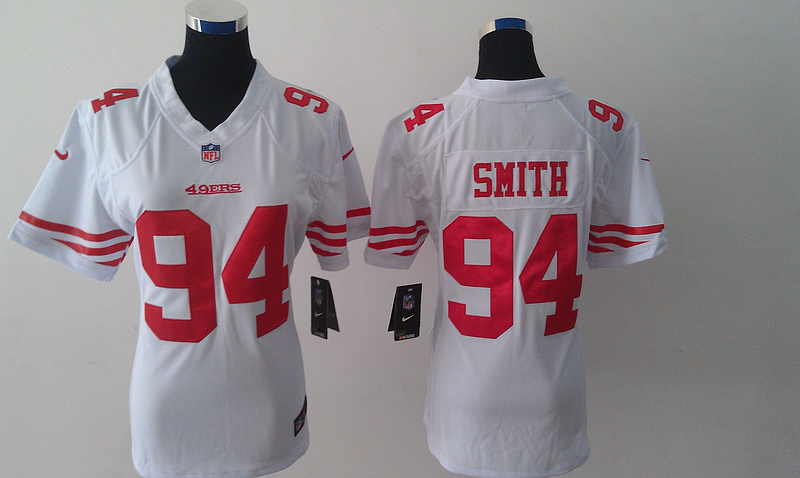 Nike 49ers 94 Justin Smith White Limited Women Jersey