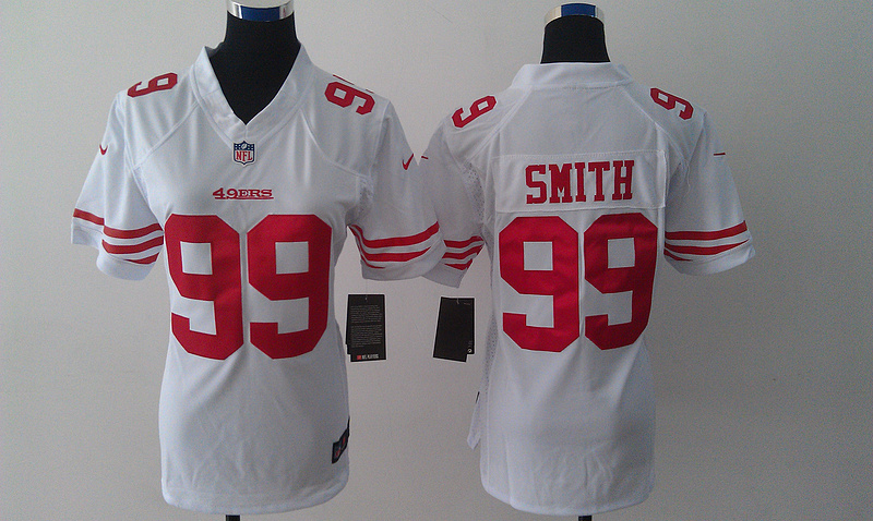 Nike 49ers 99 Aldon Smith White Limited Women Jersey