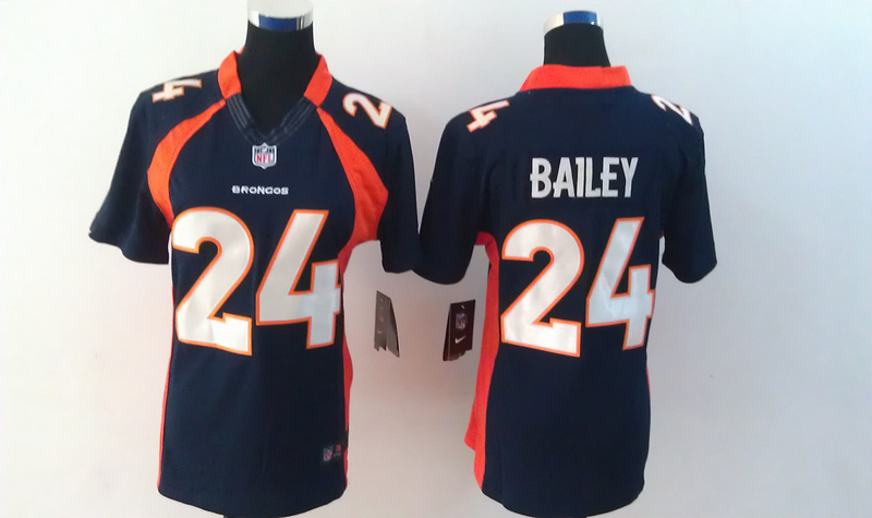 Nike Broncos 24 Champ Bailey Blue Limited Women Jersey