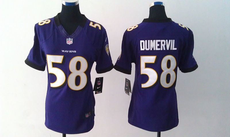 Nike Ravens 58 Elvis Dumervil Purple Limited Women Jersey
