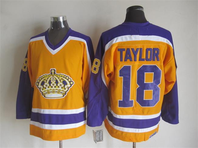 Kings 18 Dave Taylor Yellow CCM Jersey