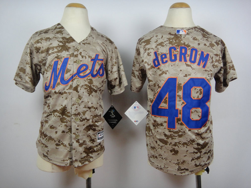 Mets 48 Jacob deGrom Camo Youth New Cool Base Jersey