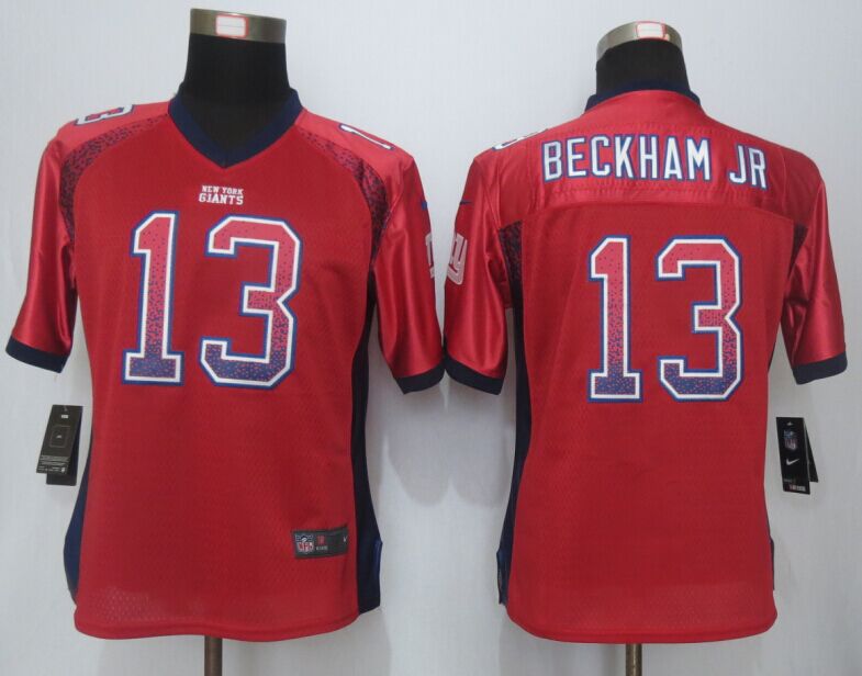 Nike Giants 13 Odell Beckham Jr Red Women Drift Fashion Jersey