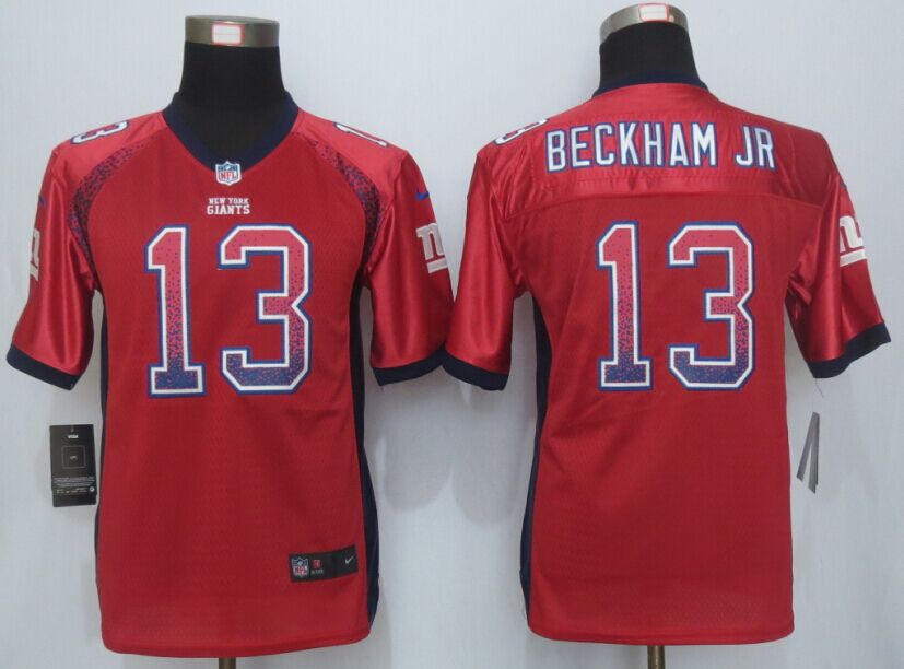 Nike Giants 13 Odell Beckham Jr Red Youth Drift Fashion Jersey