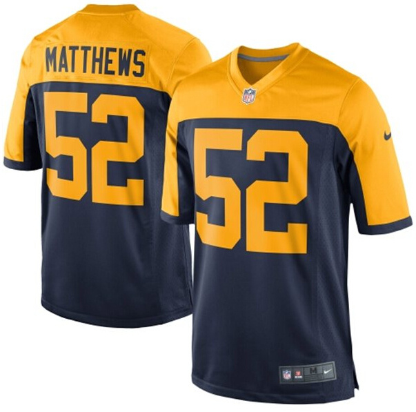 Nike Packers 52 Clay Mattews Navy Blue Alternate Game Jersey