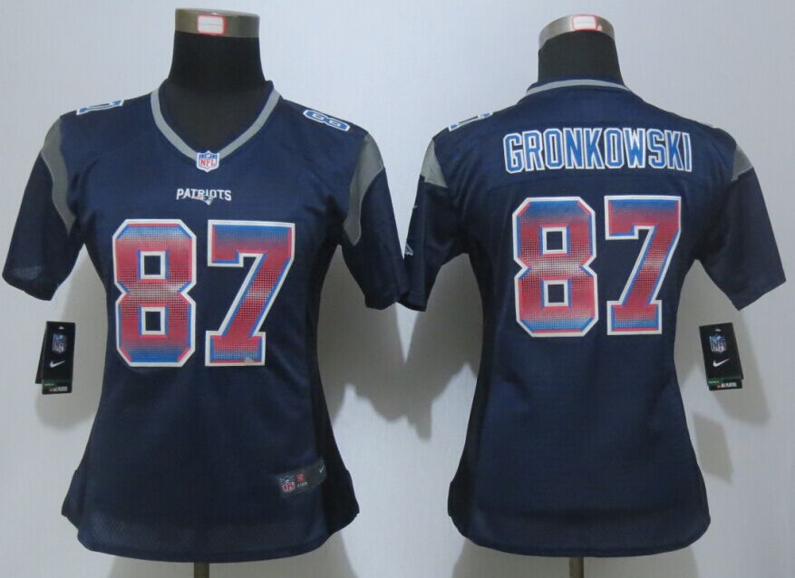 Nike Patriots 87 Rob Gronkowski Blue Pro Line Fashion Strobe Women Jersey