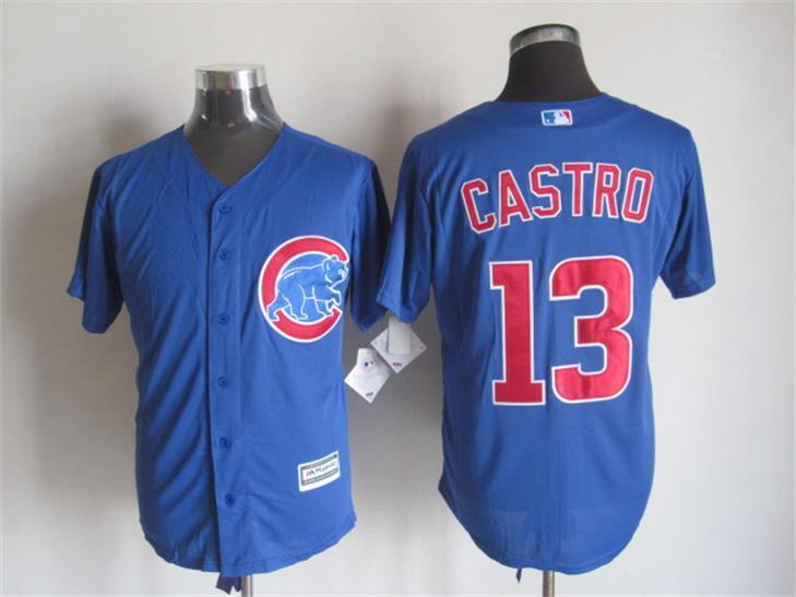 Cubs 13 Starlin Castro Blue New Cool Base Jersey