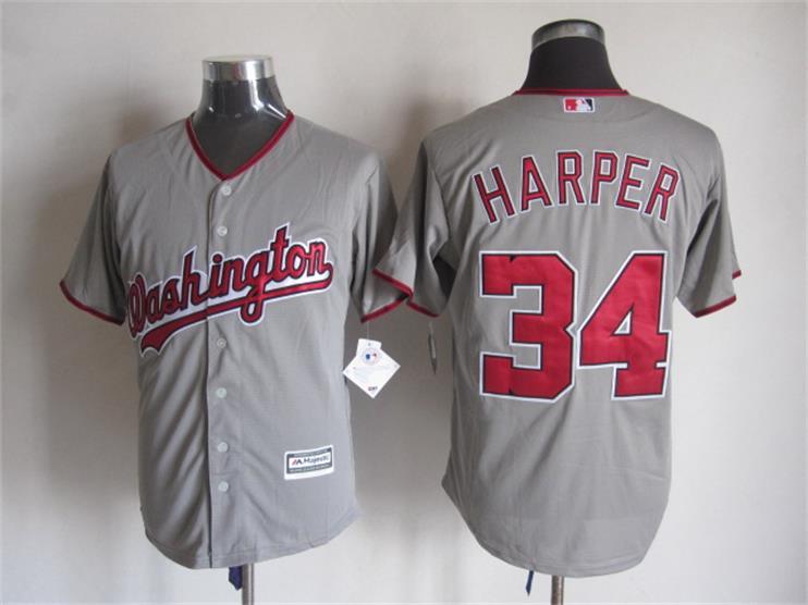Nationals 34 Bryce Harper Grey New Cool Base Jersey