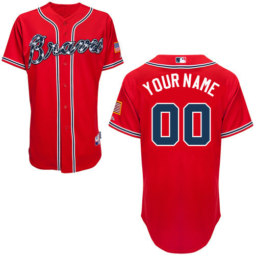 Braves Red Customized Men Cool Base Jersey