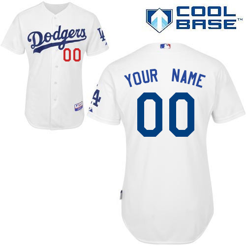 Dodgers White Customized Men Cool Base Jersey