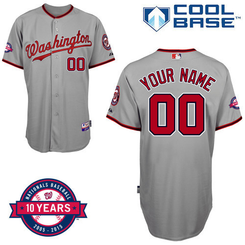 Nationals Grey Customized Men Cool Base 2005 2015 10 Years Jersey