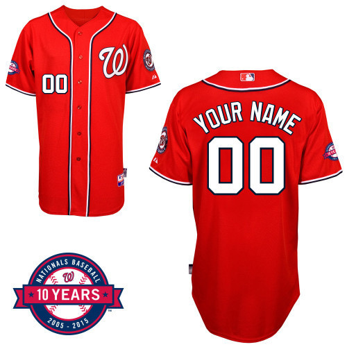 Nationals Red Customized Men Cool Base 2005 2015 10 Years Jersey