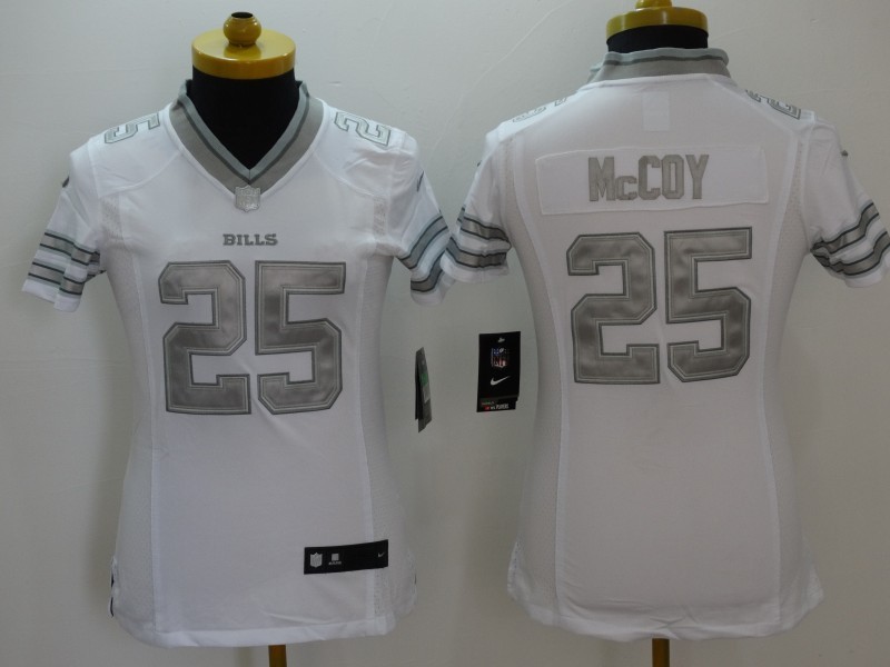 Nike Bills 25 LeSean McCoy White Platinum Women Limited Jersey
