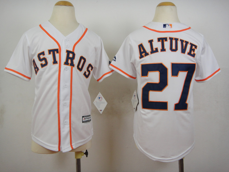 Astros 27 Jose Altuve White Youth New Cool Base Jersey