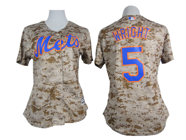 Mets 5 David Wright Camo Women New Cool Base Jersey