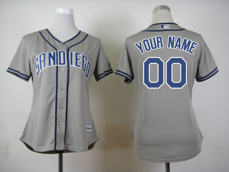 Padres Grey Cutomized Women New Cool Base Jersey