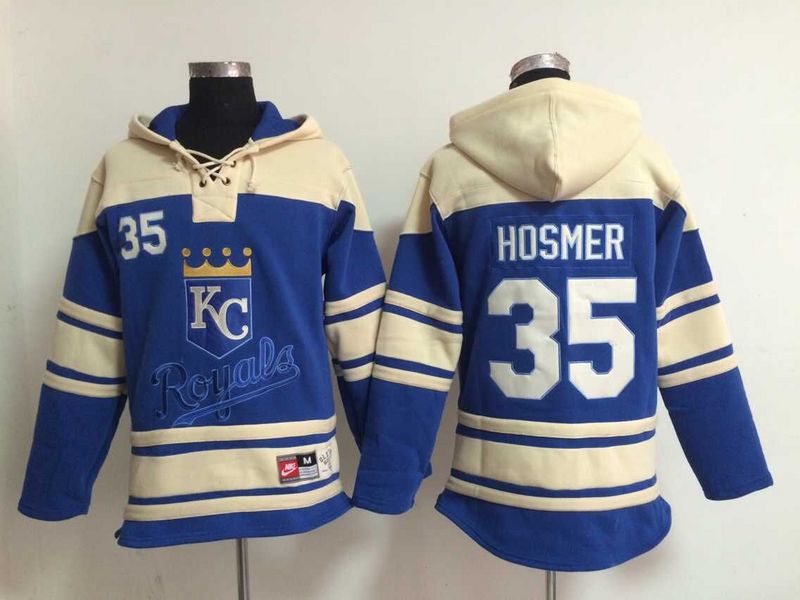 Royals 35 Eric Hosmer Blue All Stitched Hooded Sweatshirt