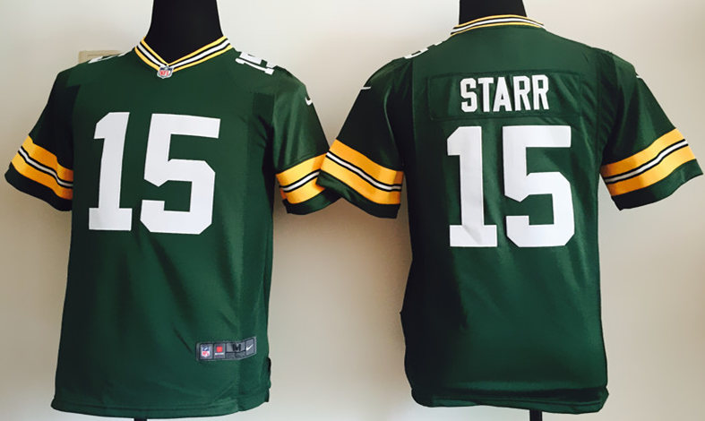 Nike Packers 15 Bart Starr Green Youth Game Jersey