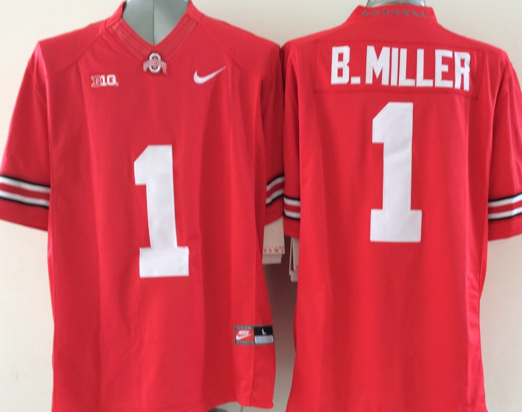 Ohio State Buckeyes 1 B.Miller Red NCAA Football Jersey