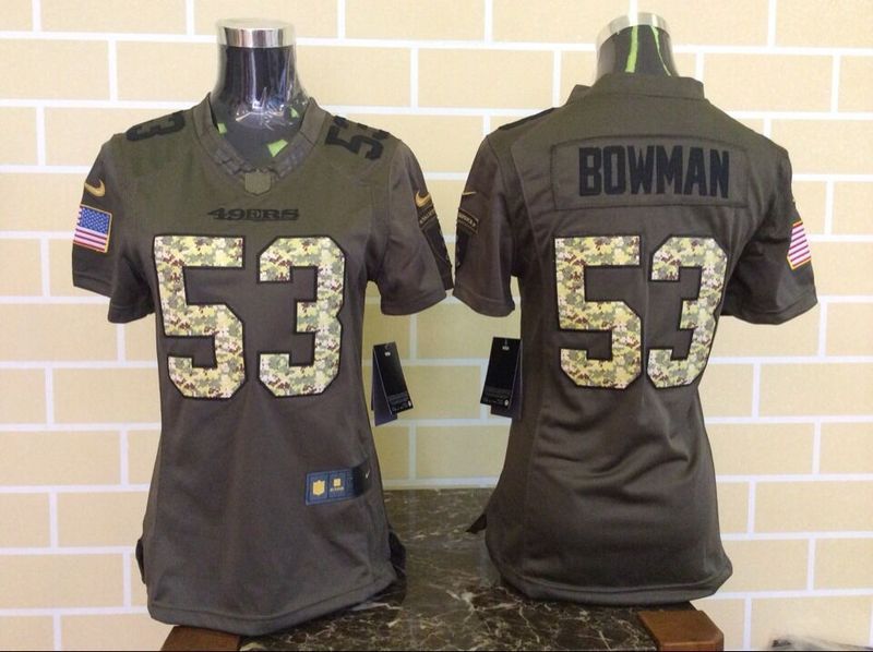 Nike 49ers 53 NaVorro Bowman Green Salute To Service Women Limited Jersey