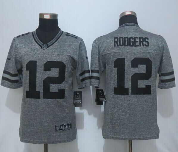 Nike Packers 12 Aaron Rodgers Grey Gridiron Grey Limited Jersey