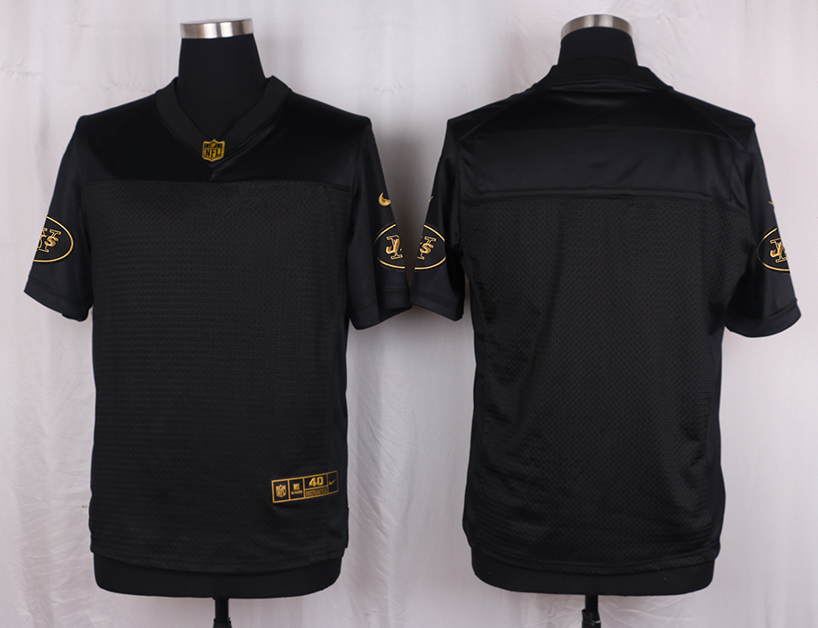 Nike Jets Customized Pro Line Black Gold Collection Elite Jersey