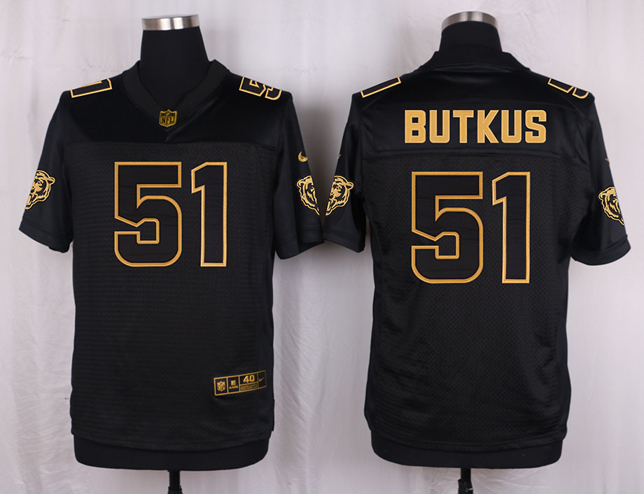 Nike Bears 51 Dick Butkus Pro Line Black Gold Collection Elite Jersey