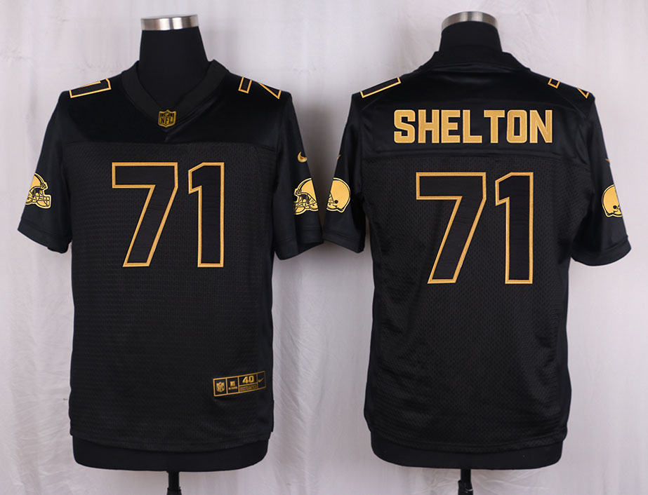 Nike Browns 71 Danny Shelton Pro Line Black Gold Collection Elite Jersey
