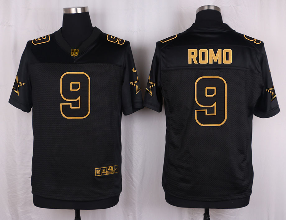 Nike Cowboys 9 Tony Romo Pro Line Black Gold Collection Elite Jersey
